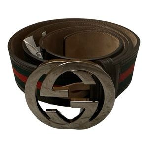 Brand New Gucci Canvas Leather Interlocking G Belt Size 110/44